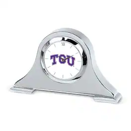 Jardine - TCU Horned Frogs Primary Team Logo Napoleon Desk Clock - Silver