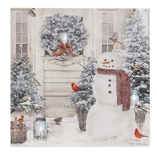 BreeBe - Snowman Porch Lighted Canvas 18" - Multicolor