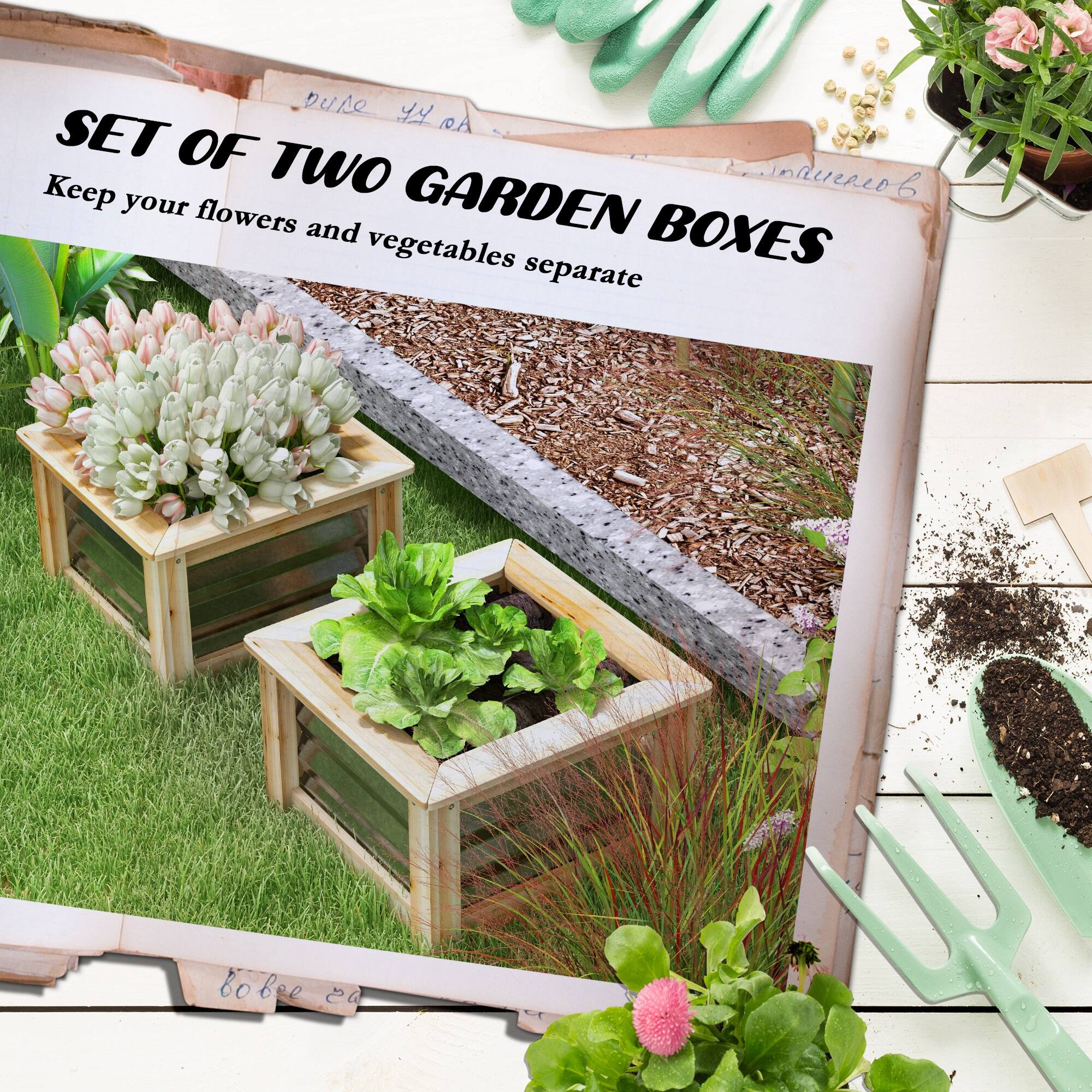 SET OF TWO GARDEN BOXES  
Keep your flowers and vegetables separate