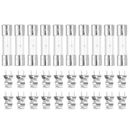 Unique Bargains - Glass Tube Fuses, 5x20mm 3.15A 250V Slow Fast Blow Glass Cartridge Tube Fuse with 20pcs Safety Clip 10pcs
