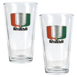 Great American Products - Miami Hurricanes 16oz. Pint Glass Set - Multicolor