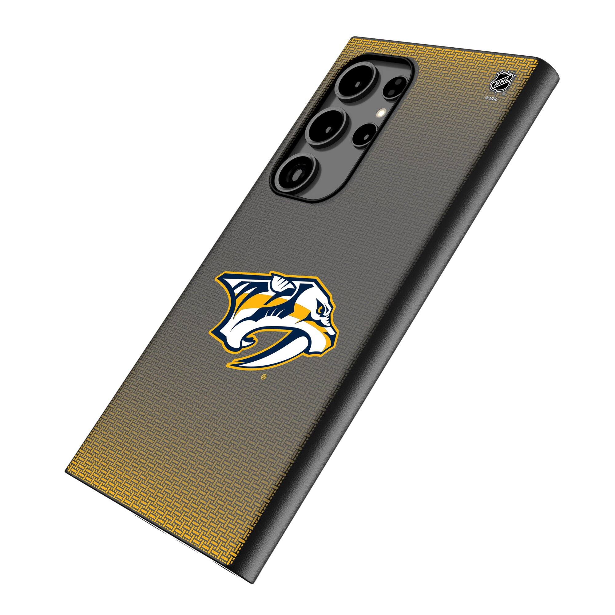 Alt View 1. Keyscaper - Nashville Predators Linen Galaxy Magnetic Bump Case - S25 - Black.