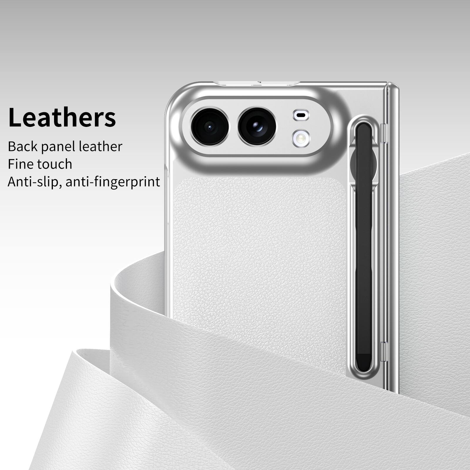 Leathers  
Back panel leather  
Fine touch  
Anti-slip, anti-fingerprint