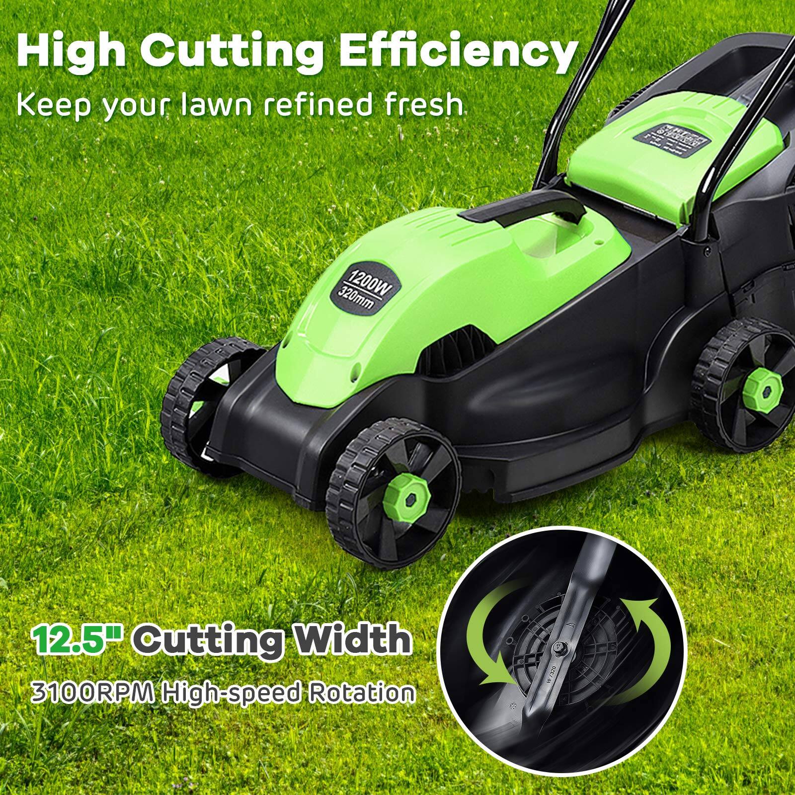 High Cutting Efficiency  
Keep your lawn refined fresh  

Awa 320mm 1200W  
12.5" Cutting Width  
3100RPM High-speed Rotation