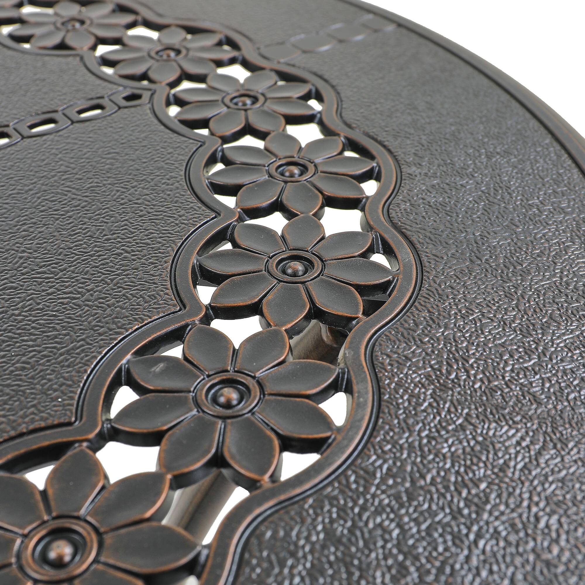Alt View 4. Mondawe - Round Patio Table with Umbrella Hole - Bronze.