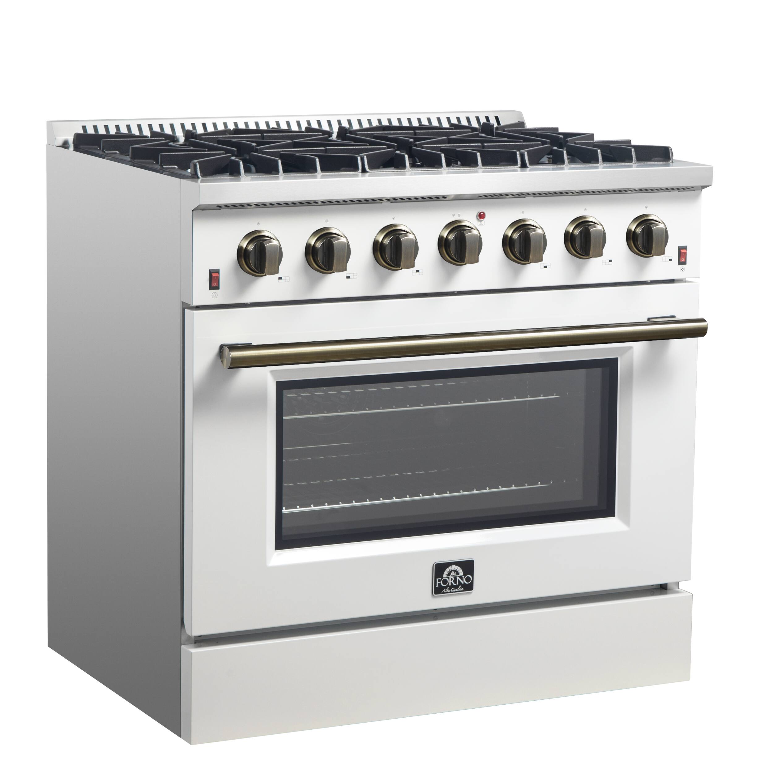 Left. Forno Appliances - Galiano 5.36 Cu. Ft. Freestanding Gas Range with Convection Oven - White.