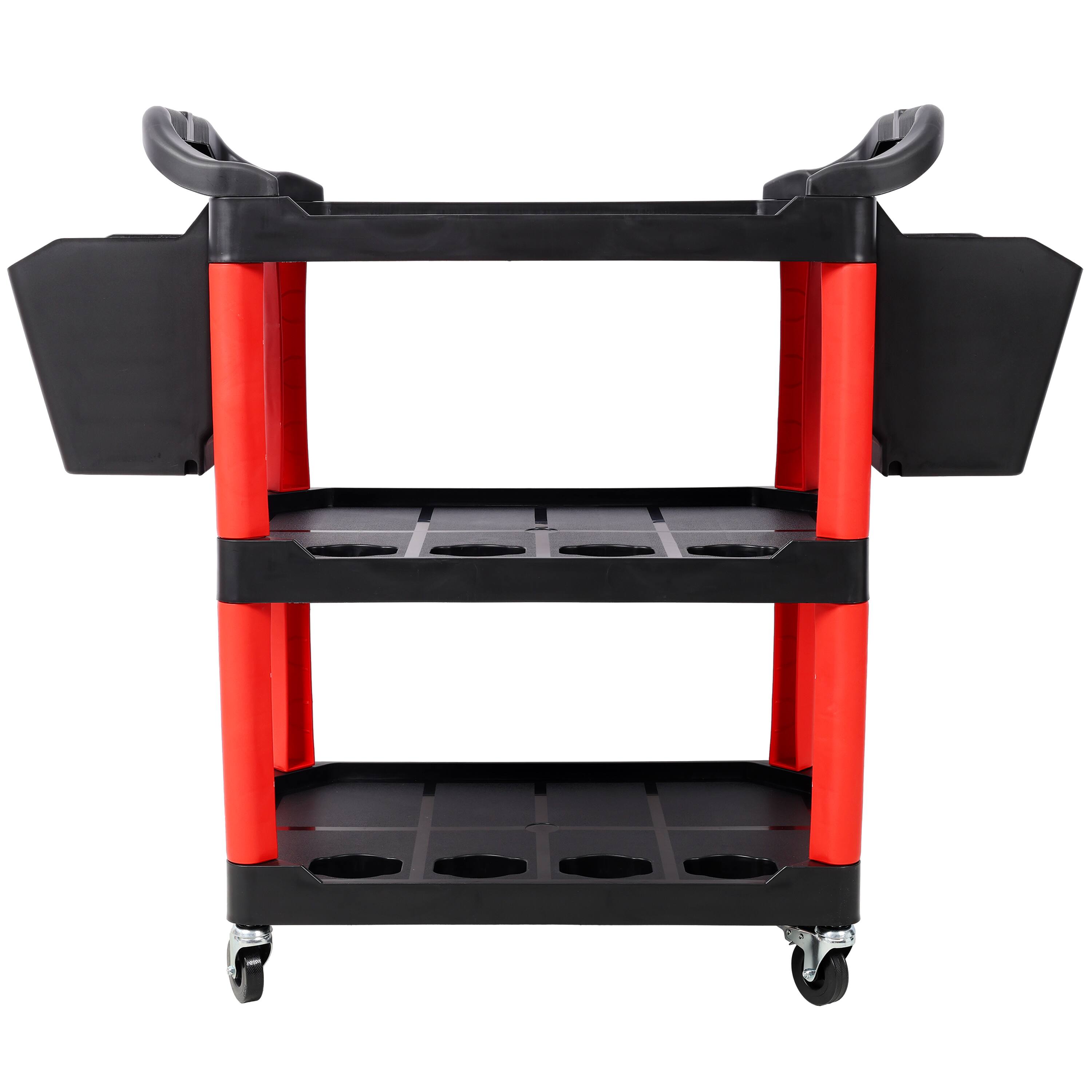 Alt View 2. ELEMENT ACE - 3-Tier Rolling Auto Detailing Cart with Wheels & Bucket Set - Black+Red.