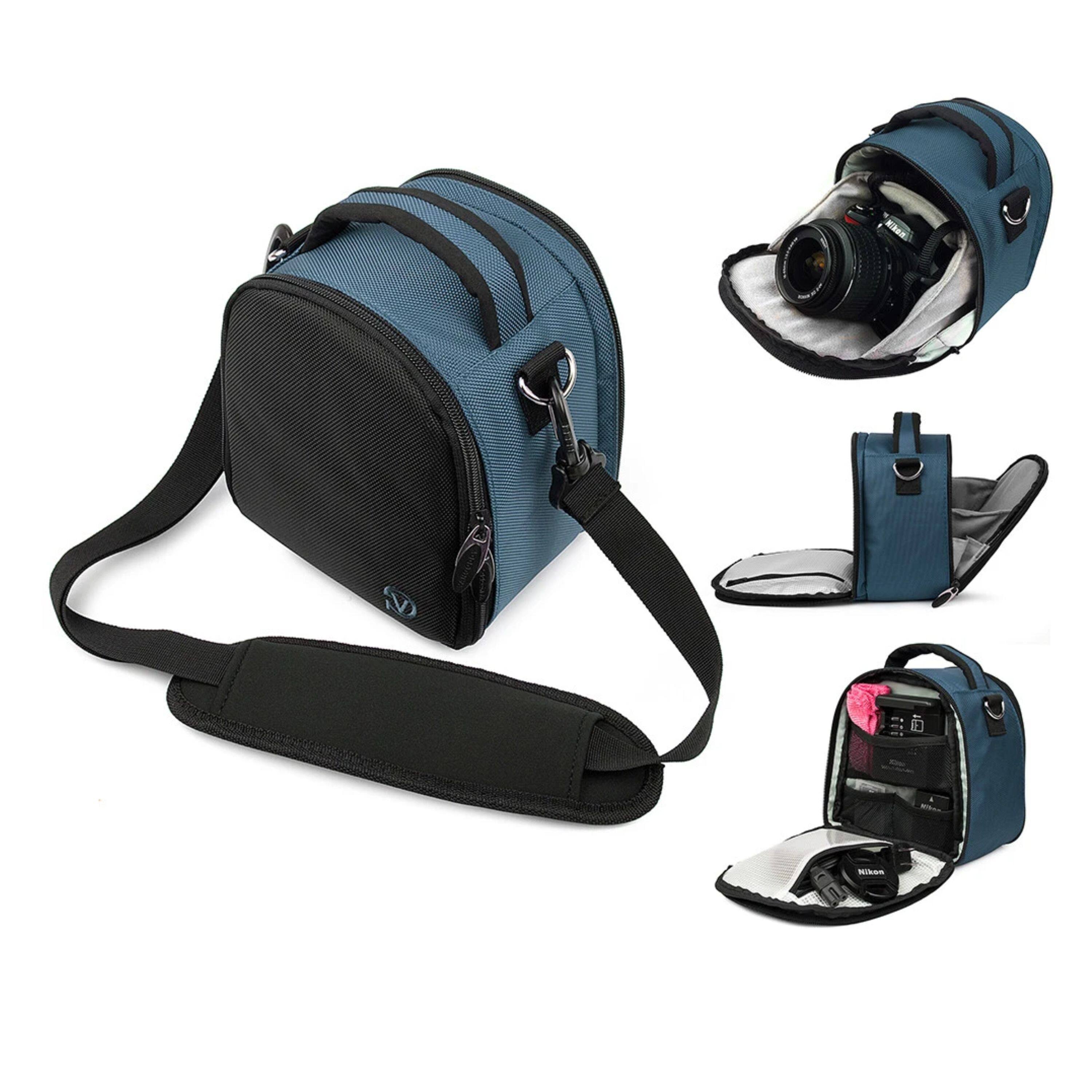 Angle. Kitcheniva - Small DSLR Camera Shoulder Bag Case For Canon EOS Rebel Navy Blue - Navy Blue.
