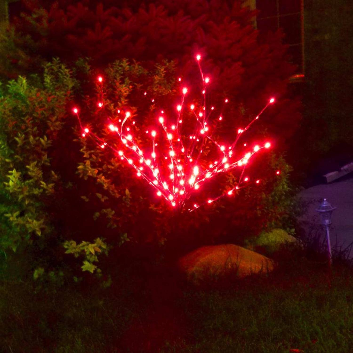 Back. Celebrations - Celebrations Platinum LED Red Light Burst 32 in. Yard Decor - Red.