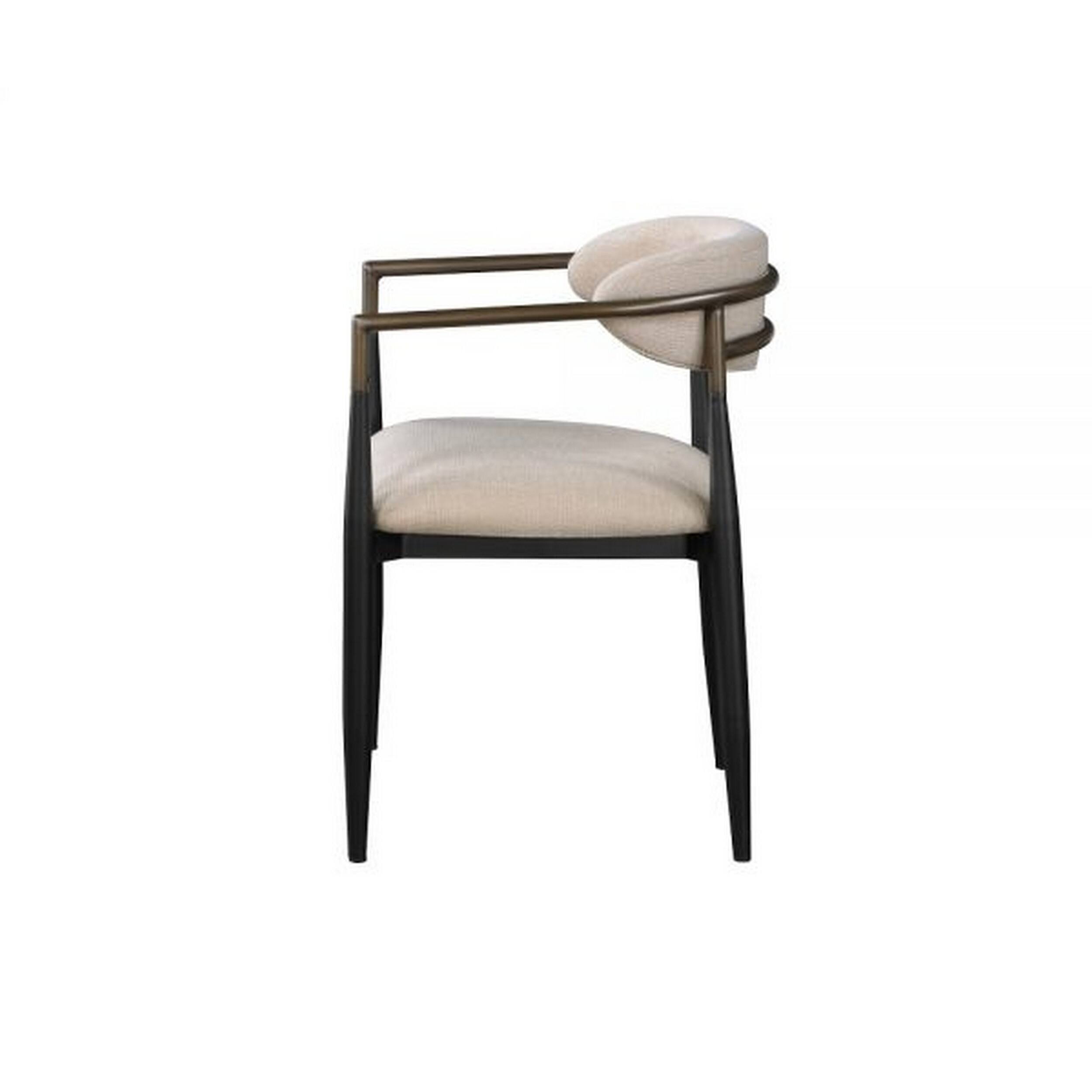 Alt View 2. Manhattan Lane - Jerry 23 Inch Dining Chair, Set of 2, Fabric Upholstered - Beige, Black.