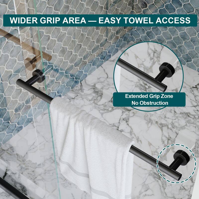 WIDER GRIP AREA — EASY TOWEL ACCESS

Extended Grip Zone
No Obstruction