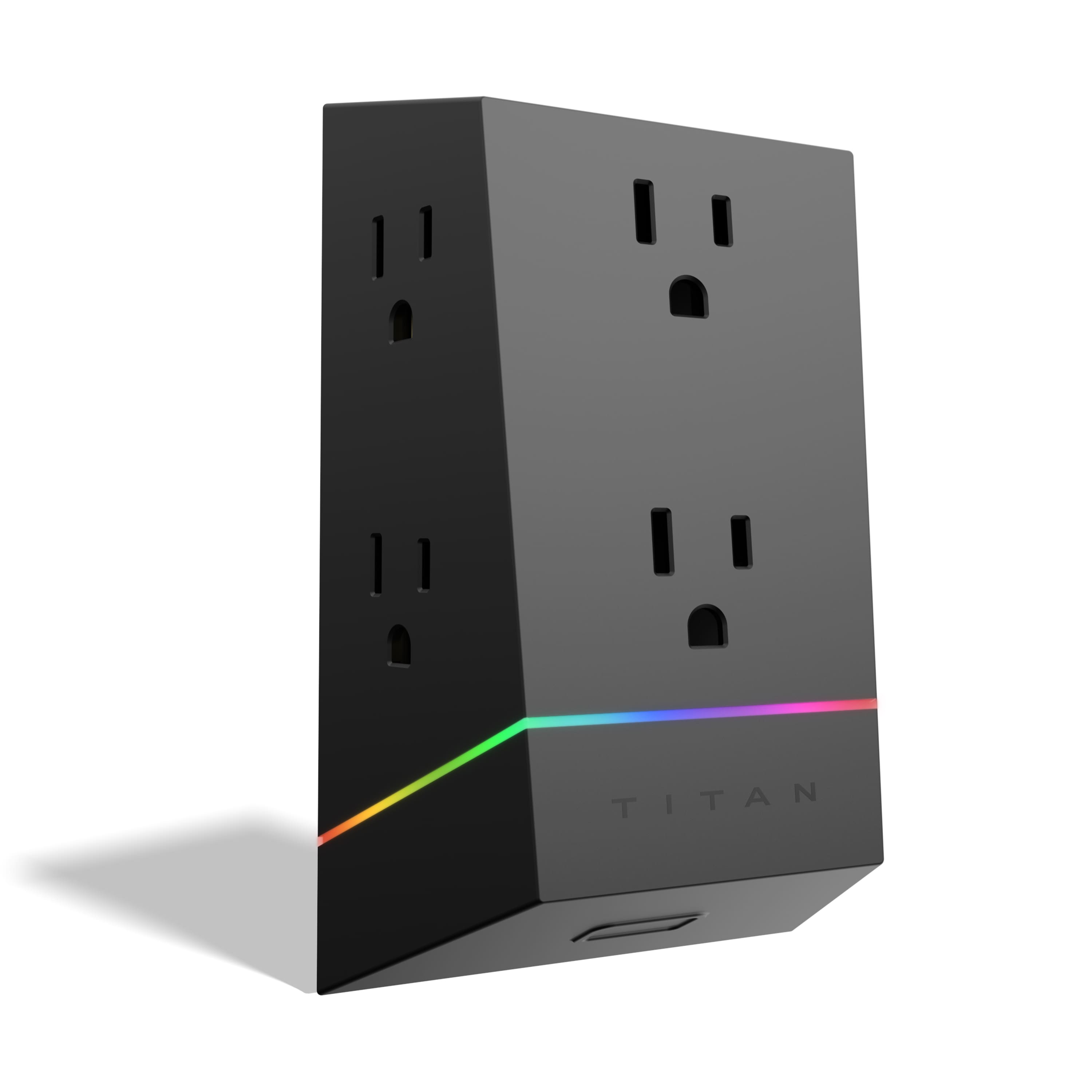 Front. Titan - 6 Outlet UltraShielding Wall Tap 1080 Joules Surge Protector with ColorChanging LED - Black.