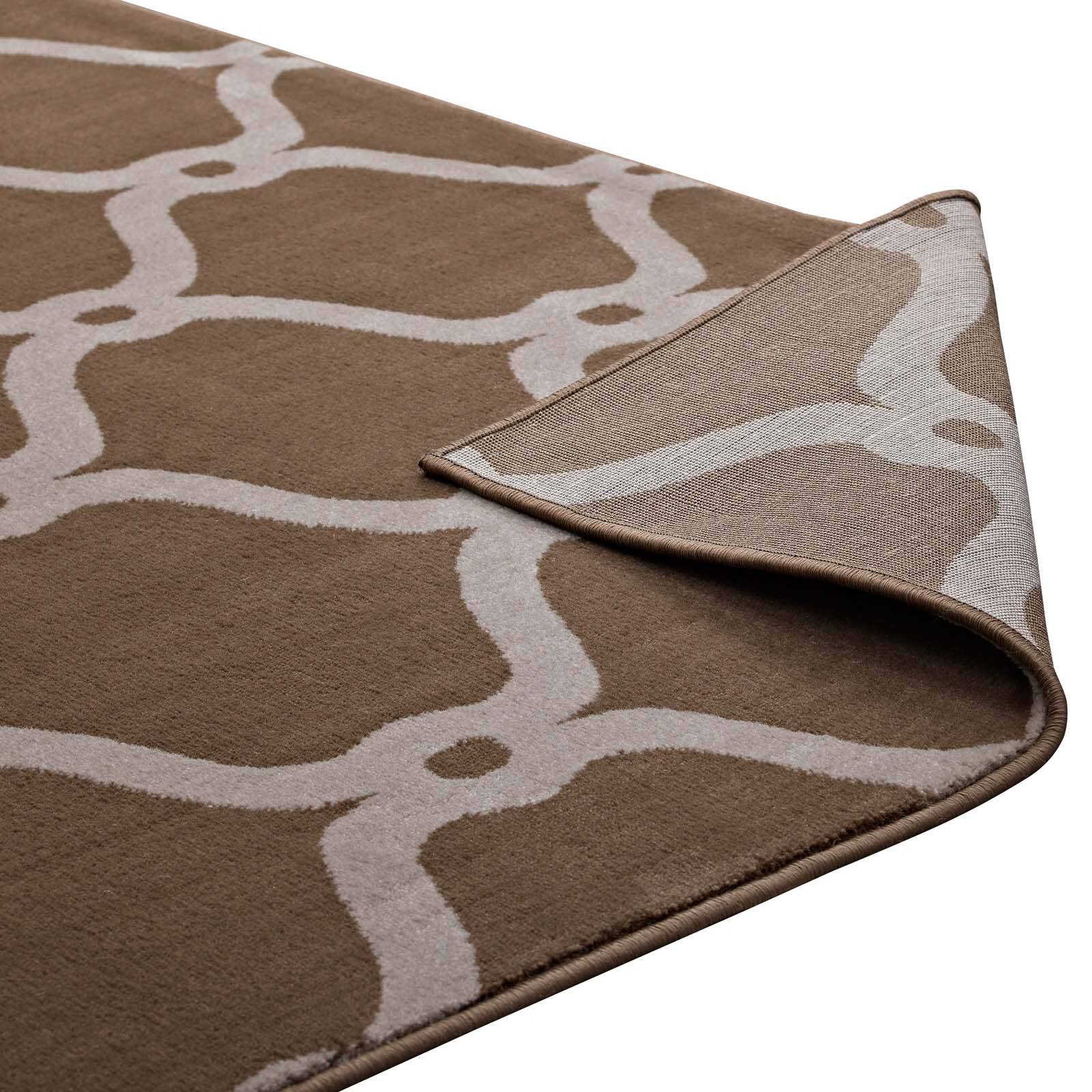 Alt View 3. Modway - Beltara Chain Link Transitional Trellis Area Rug - Dark Tan and Beige.