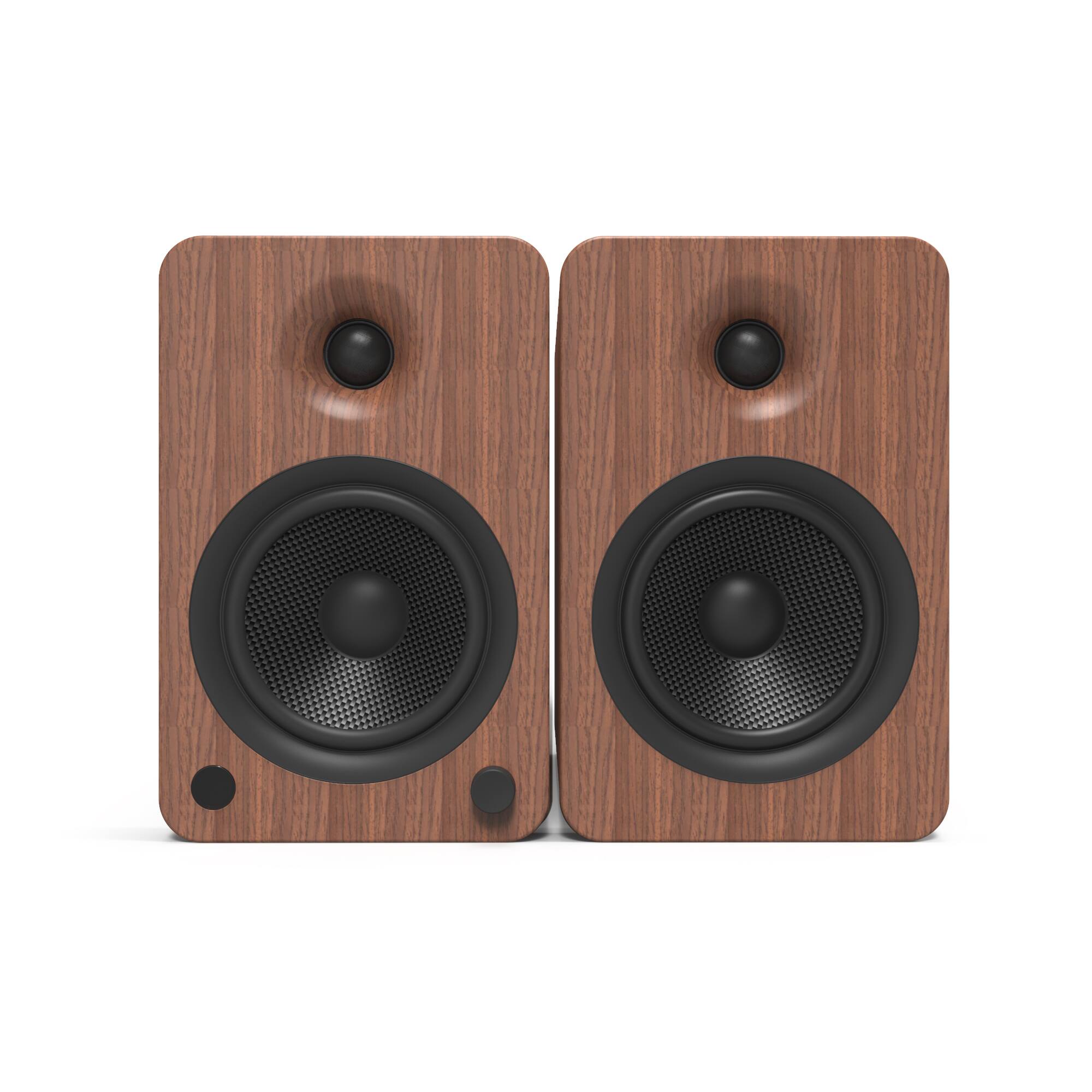 Left. Kanto - YU6 200W Powered Bookshelf Speakers with Bluetooth® and Phono Preamp - Pair - Walnut.