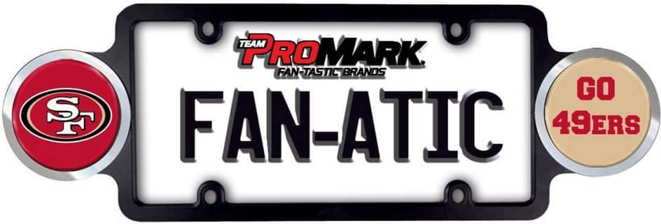 PRORUN - San Francisco - Go 49ers - Automotive Vehicle License Plate Frame with Team Badges - Multi