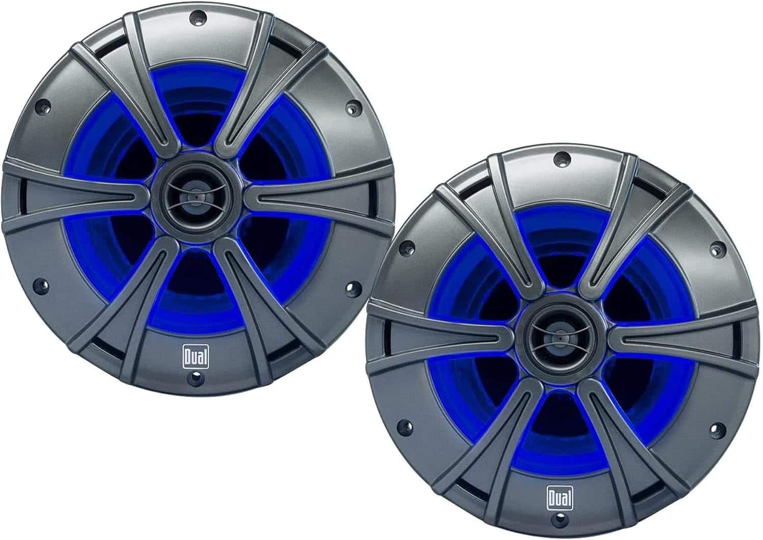 Dual - DMS8027 8" 2-Way Marine Speakers | Blue LED Lighting - Gray