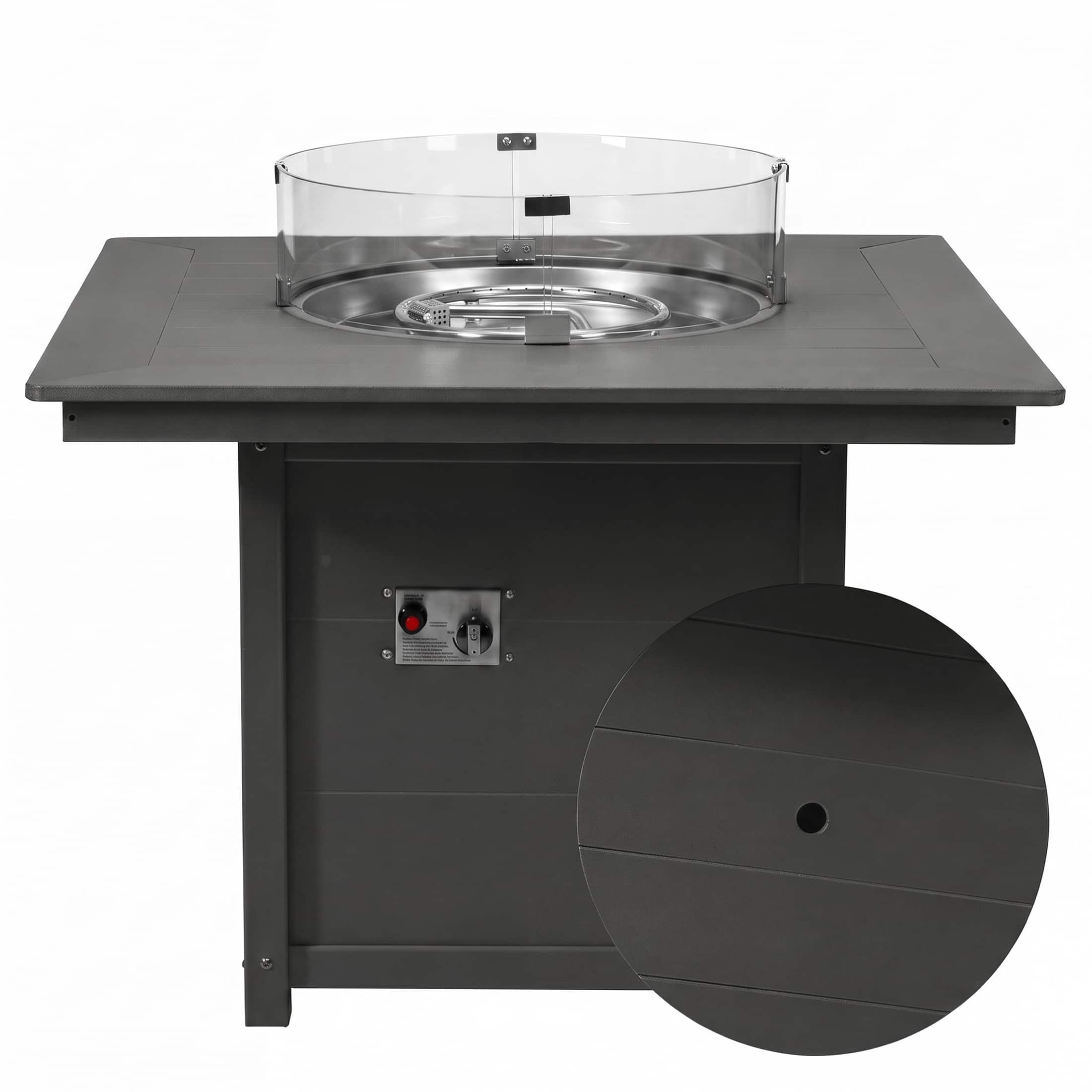 WestinTrends - Helios Modern Outdoor Patio Propane 42" Square Fire Pit Table - Gray