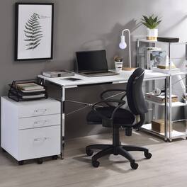 GOODSILO - Modern Writing Desk with Metal Frame and X-Shape Support Bar for Home Office - White