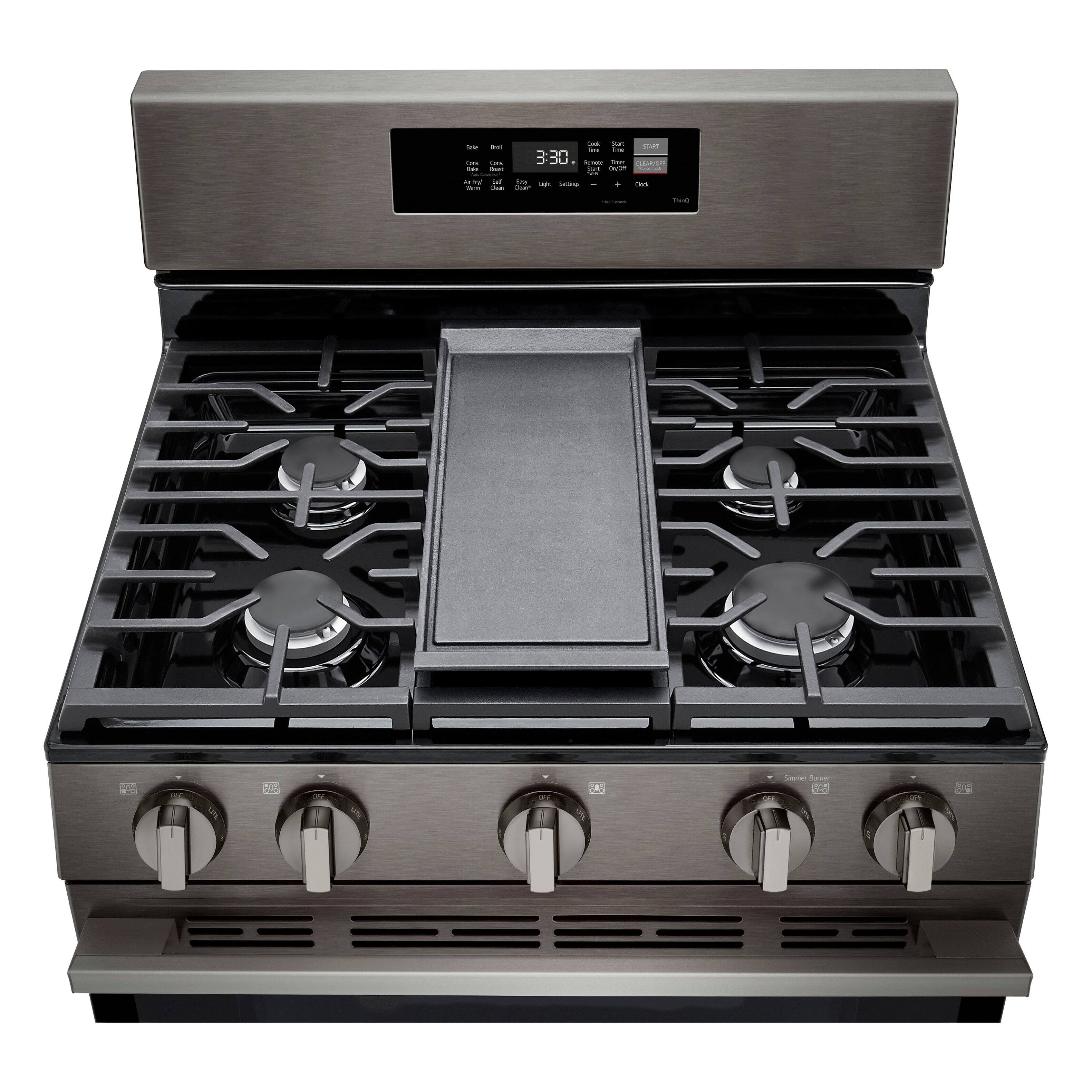 Alt View 16. LG - 6.3 Cu. Ft. Freestanding Gas True Convection Smart Range with EasyClean, Air Fry and Premium Handle - Black Stainless Steel.