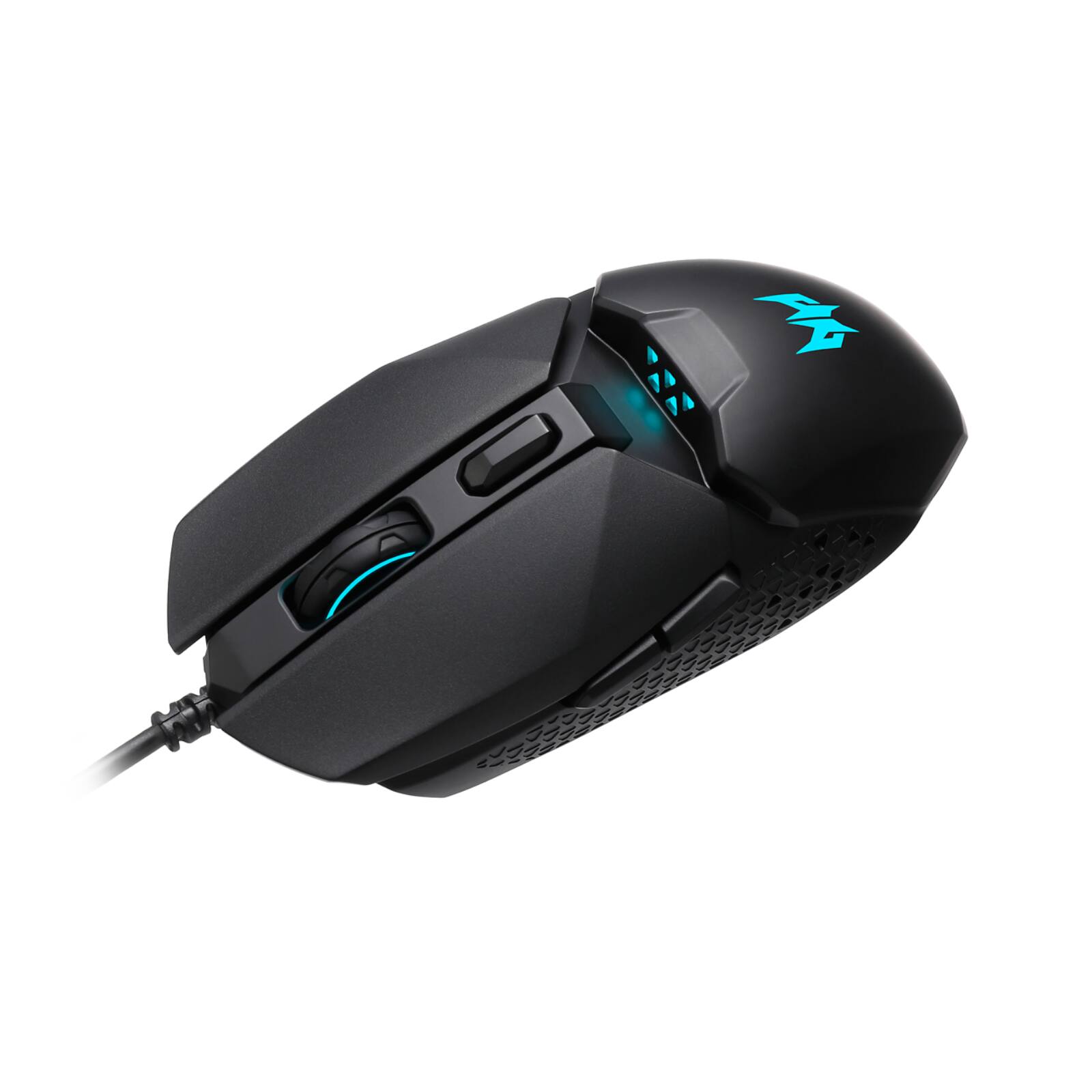 Angle. Acer - Predator Cestus 327 Gaming Mouse with 8000 DPI Sensor 20 Million Click Lifespan 6 Buttons USB Wired Ergonomic - Black.