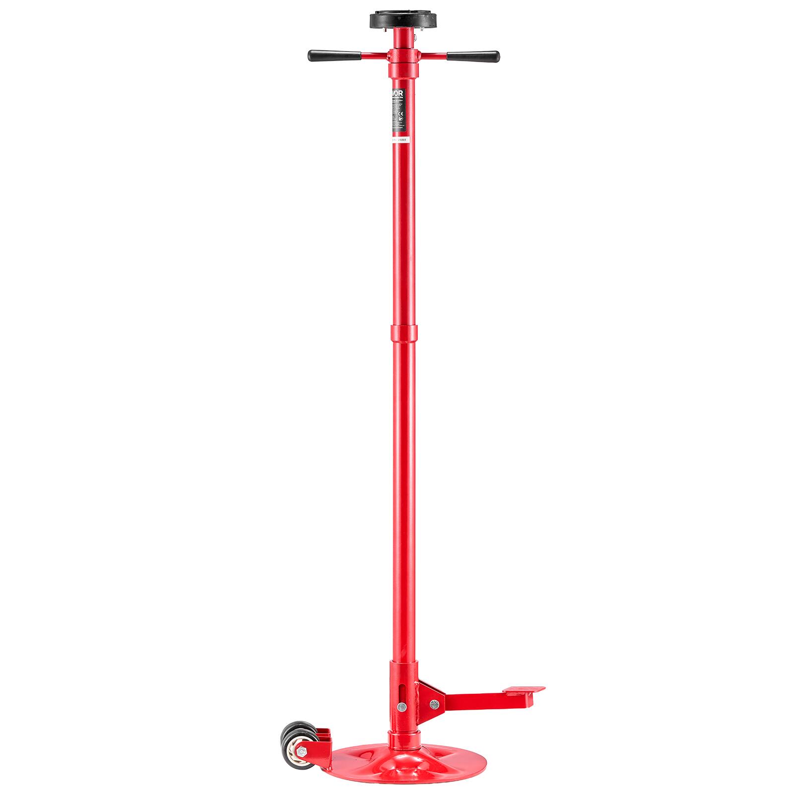 Alt View 5. VEVOR - Underhoist Support Stand, 3/4 Ton (1653 lbs) Capacity Under Hoist Jack Stand with Two Wheels, Lifting from 51.97" to 80" - Red.
