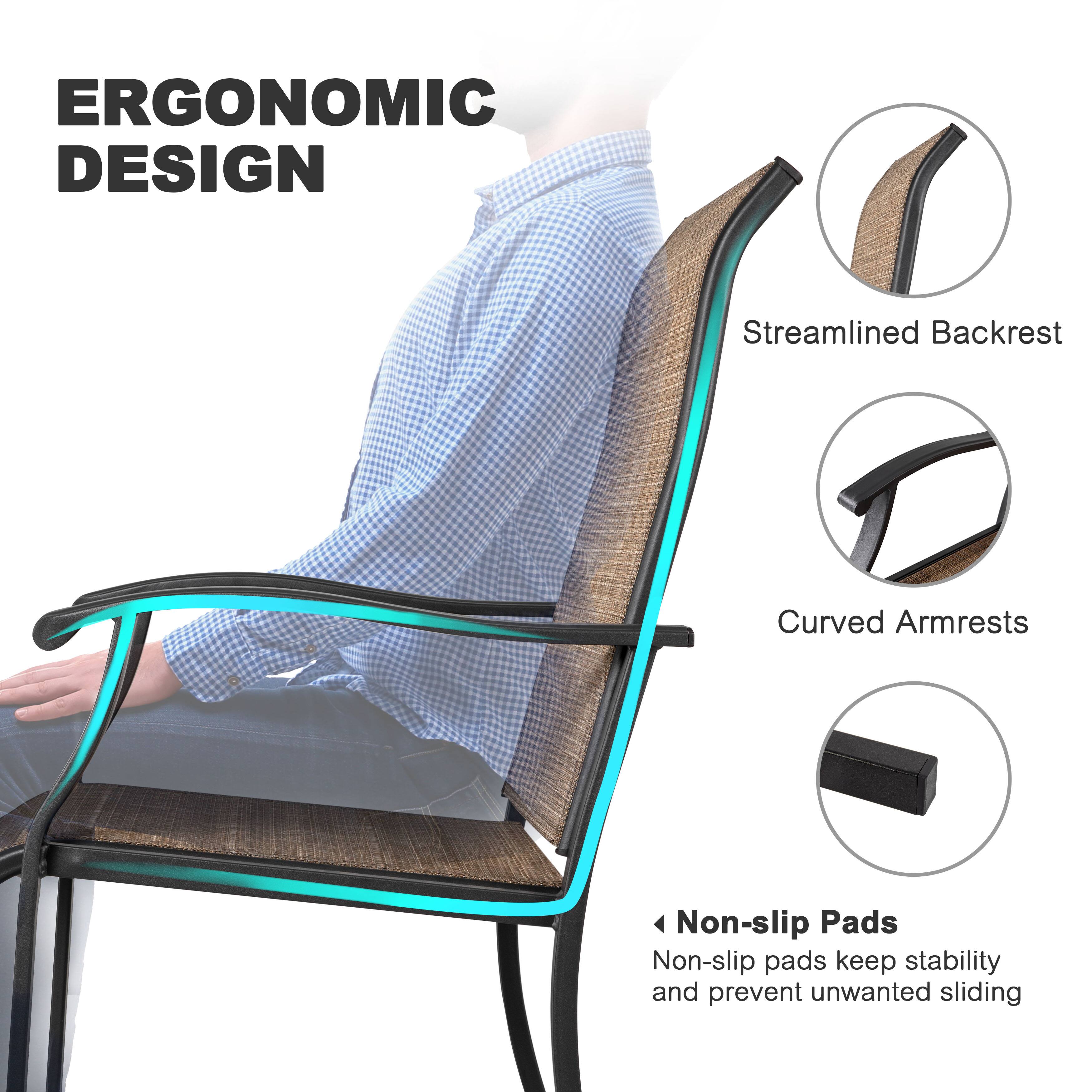 ERGONOMIC DESIGN

- Streamlined Backrest
- Curved Armrests
- Non-slip Pads

Non-slip pads keep stability and prevent unwanted sliding