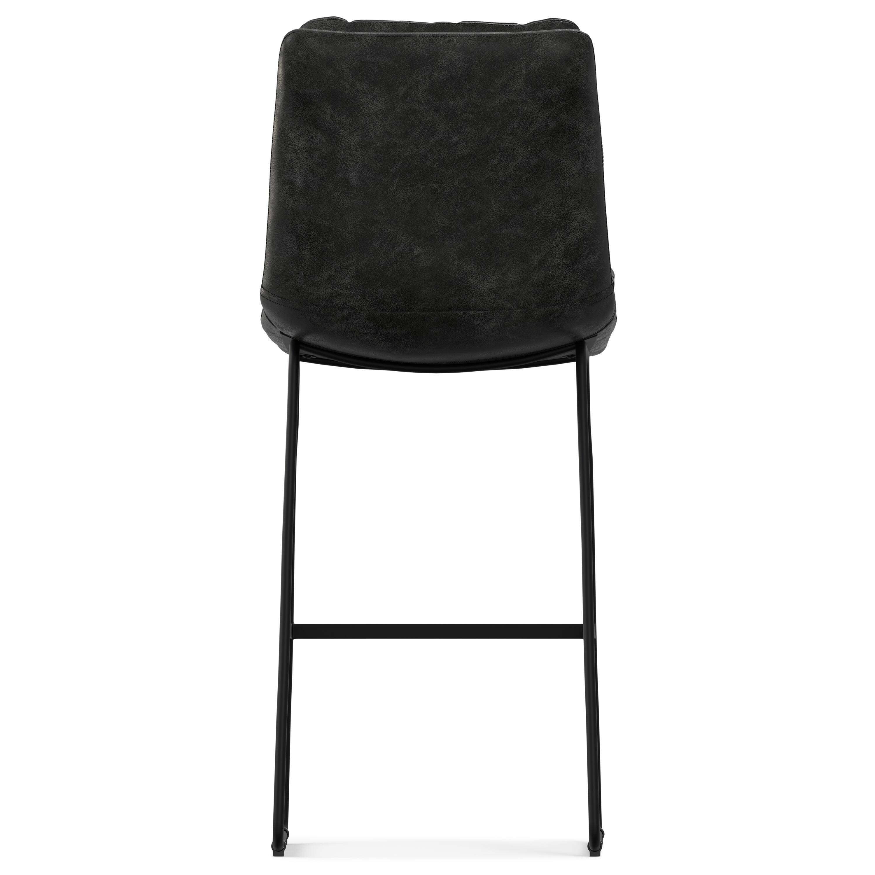 Back. Simpli Home - Danika Mid Century Modern Bar Stool (Set of 2) in Distressed Charcoal Grey Vegan Faux Leather - Distressed Charcoal Grey.