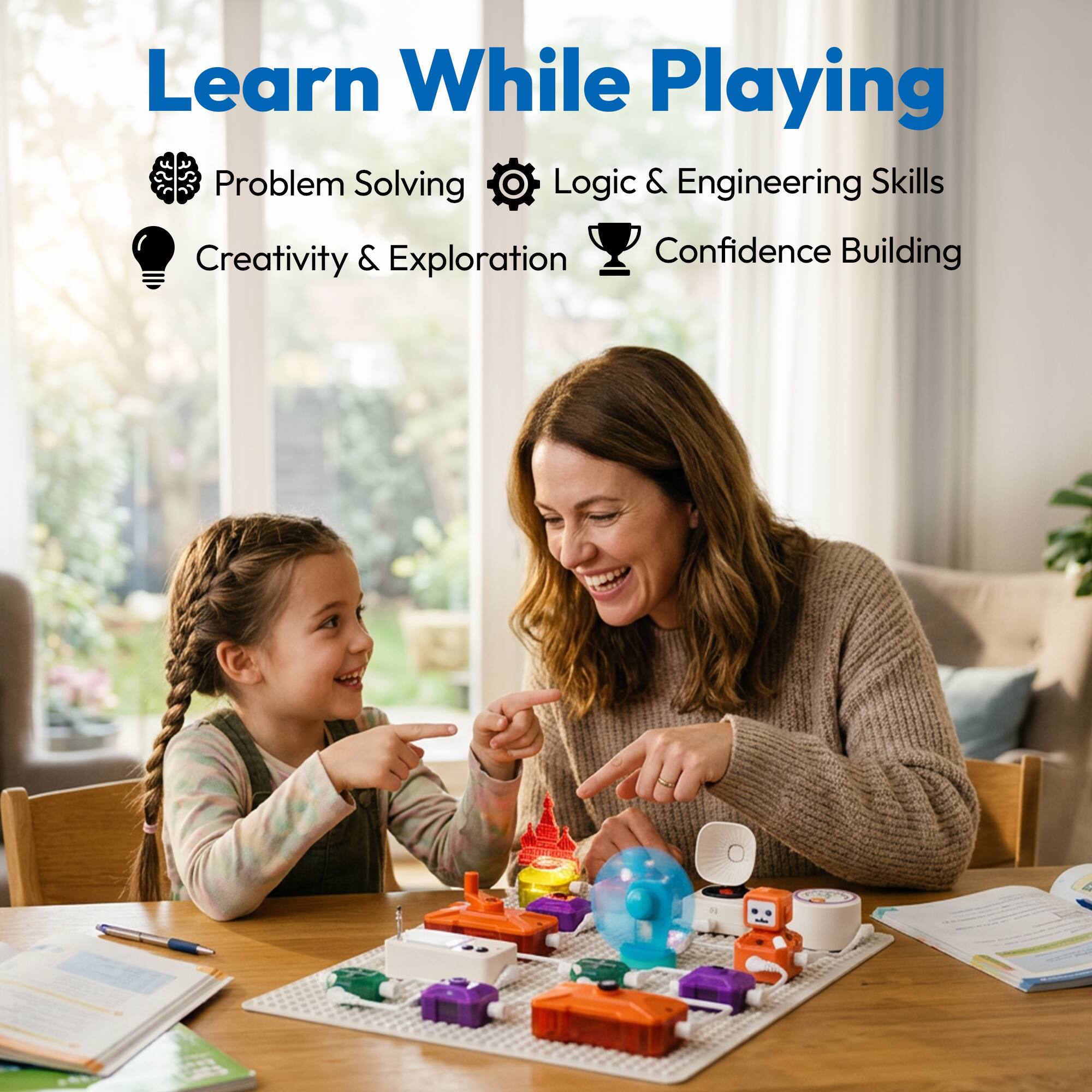 Learn While Playing

- Problem Solving
- Logic & Engineering Skills
- Creativity & Exploration
- Confidence Building