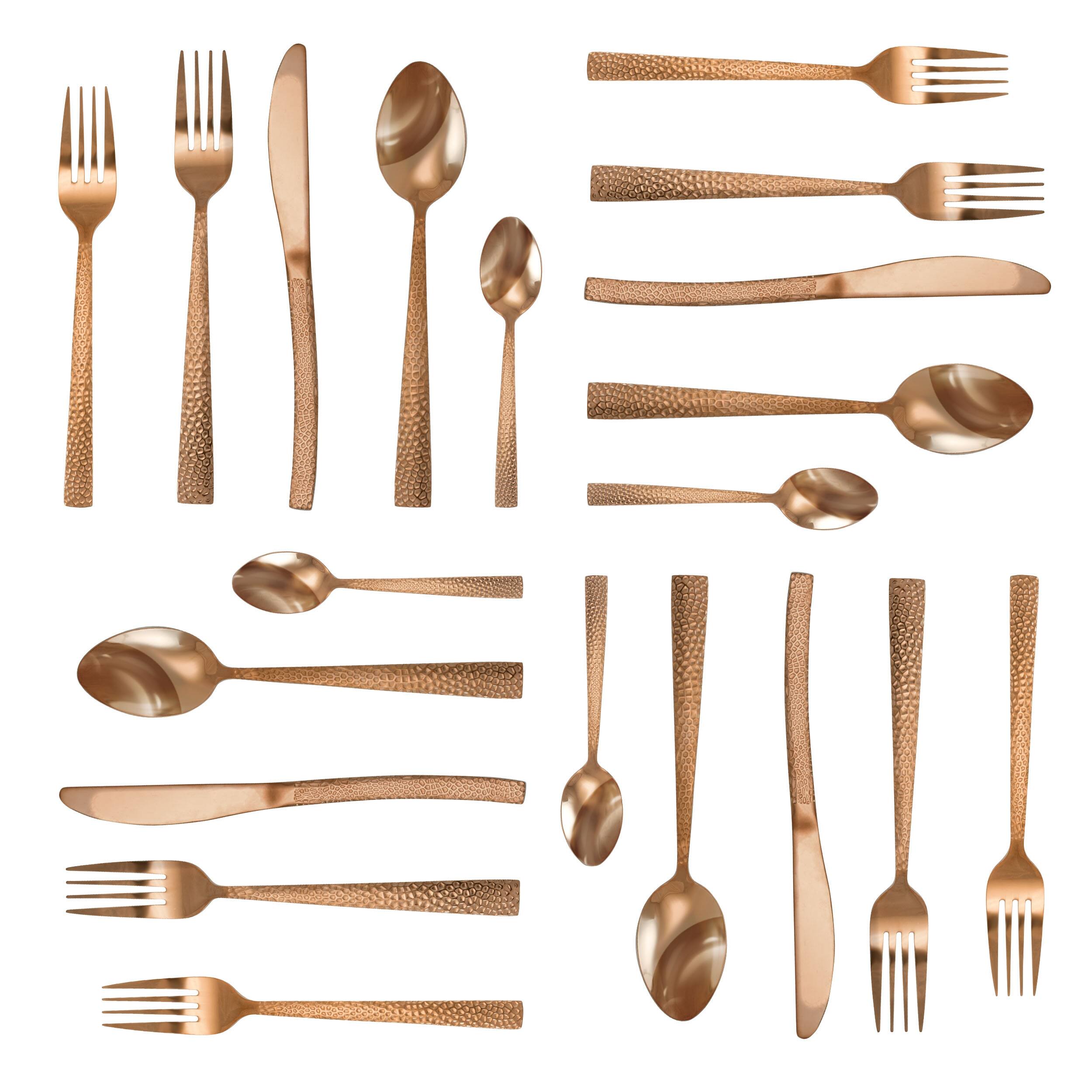 Alt View 3. MegaChef - MegaChef Baily 20 Piece Flatware Utensil Set, Stainless Steel Silverware Metal Service for 4 in Rose Gold - Rose Gold.