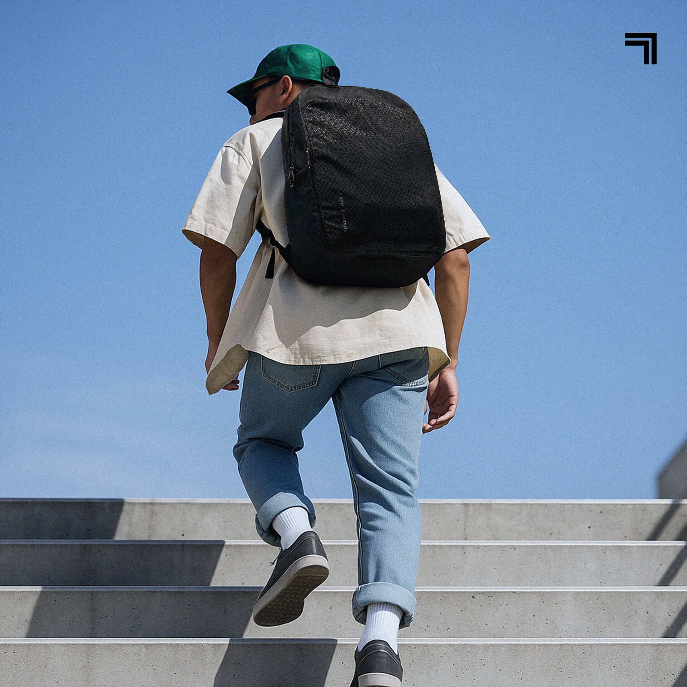 Alt View 2. Sharper Image - Sharper Image Laptop Backpack, Water Resistant Travel Bag for Work/ Business, Fits 16” Laptop, Black - Black.