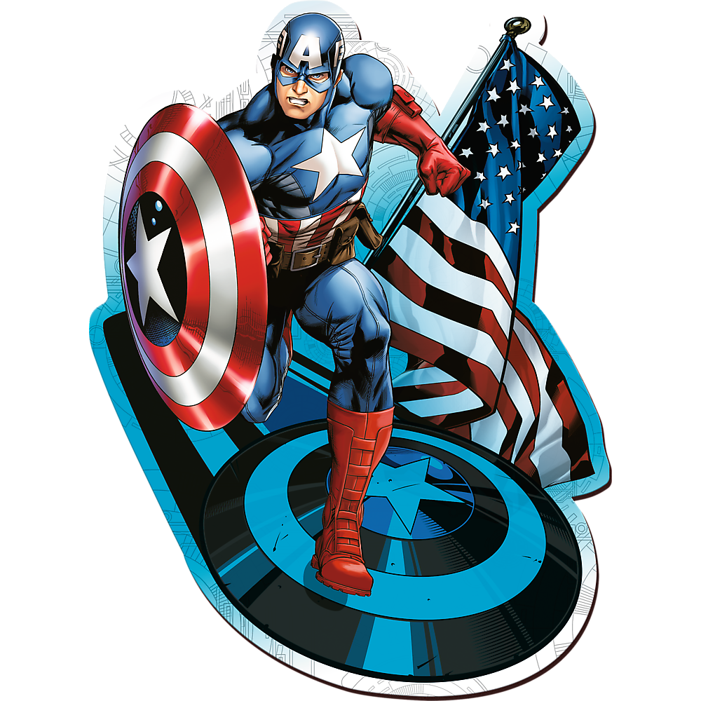 Trefl Wood Craft 160 Piece Wooden Puzzle Marvel Fearless Captain ...