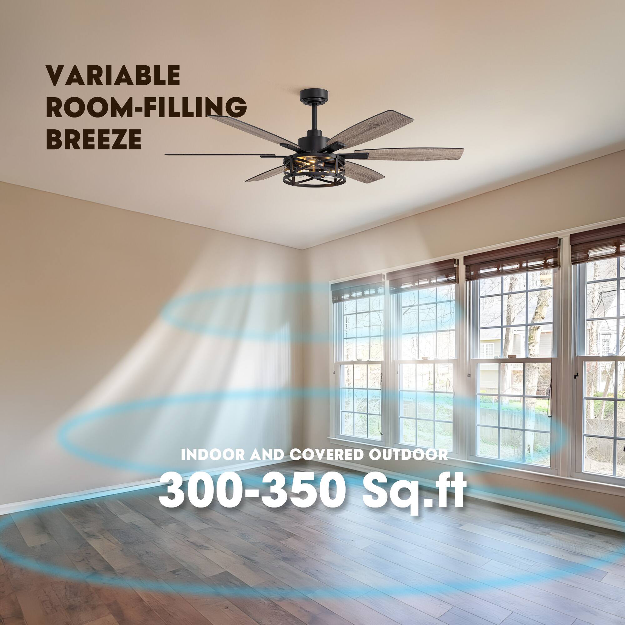 VARIABLE ROOM-FILLING BREEZE  
INDOOR AND COVERED OUTDOOR  
300-350 Sq.ft