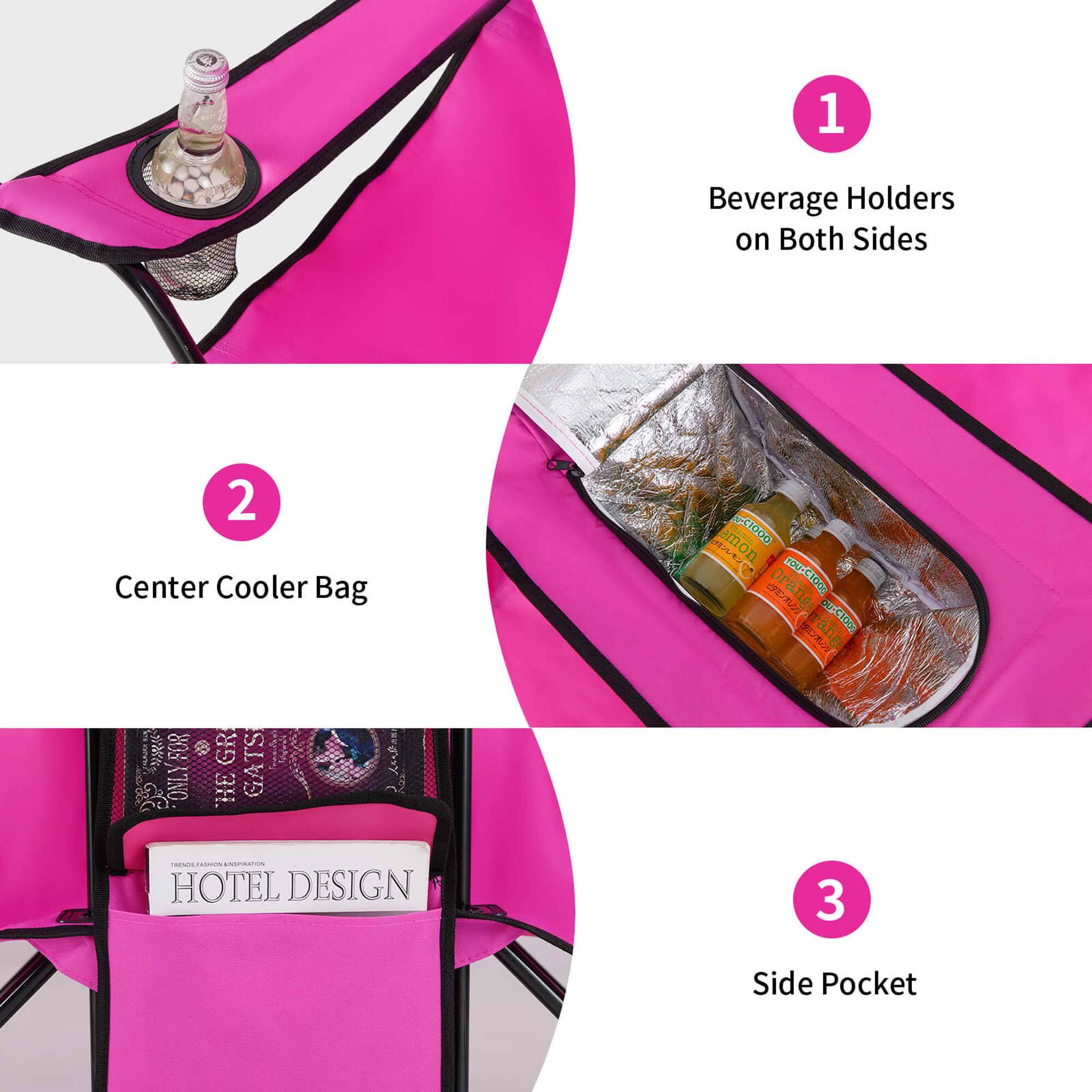 1. Beverage Holders on Both Sides

2. Center Cooler Bag

3. Side Pocket