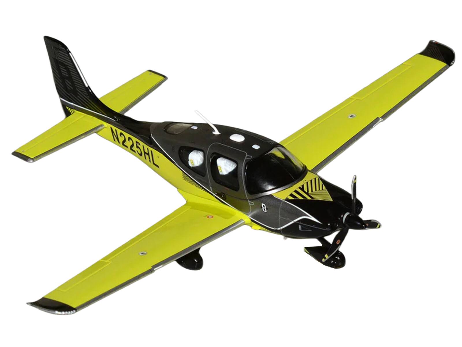 Alt View 1. GeminiJets - Cirrus SR22T Composite Aircraft (N225HL) Black and Neon Green "Gemini General Aviation" Series 1/72 Model by GeminiJets.