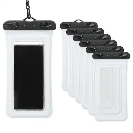 Front. Unique Bargains - 6pcs Waterproof Phone Pouch Floating No Sink Universal Cellphone Dry Bag for Kayaking Beach Swimming Hiking - White.