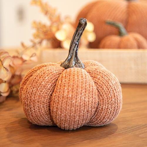 Angle. BreeBe - *Burnt Orange Knit Pumpkin Medium - Orange.