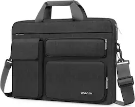 mosiso - Laptop Shoulder Messenger Bag 15–16 inch - Padded Protective Compartment, Front Utility Pockets, Adjustable Strap - Slate Gray
