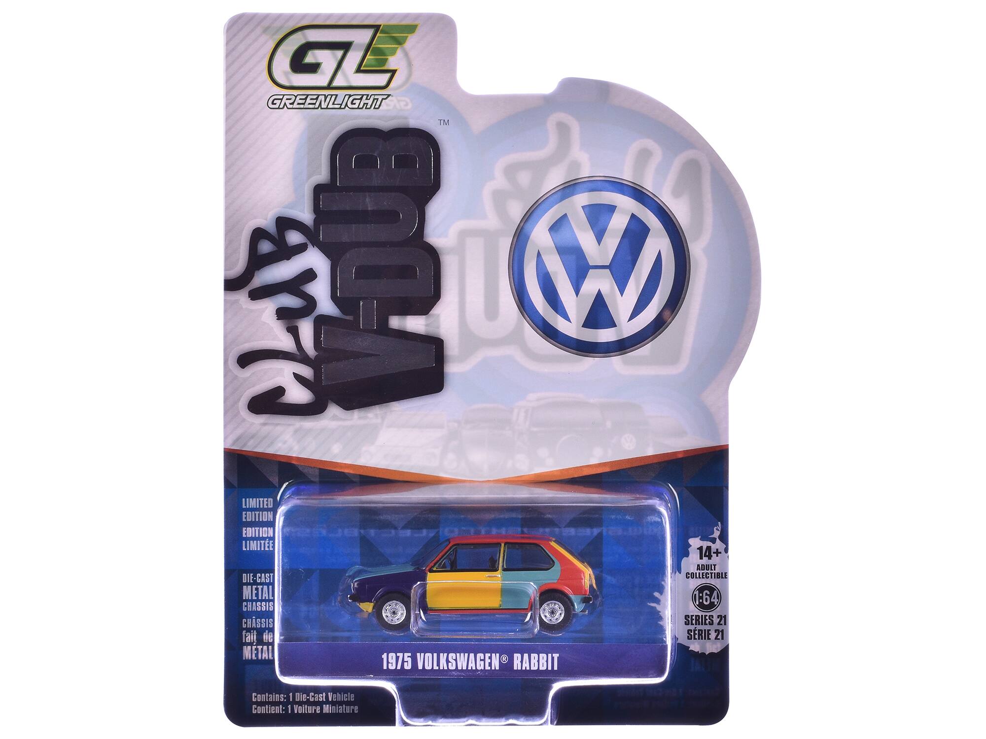 GL G7 GREENLIGHT TM CLUB VOU B U W LIMITED EDITION EDITION LIMITE 14+ ADULT DIE-CAST COLLECTIBLE METAL 1:64 CHASSIS CHASSIS SERIES 21 FAIT DE SRIE 21 METAL 1975 VOLKSWAGEN RABBIT

Contains: 1 Die-Cast Vehicle
Contient: 1 Voiture Miniature