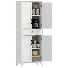Homcom - 67" 4-Door Kitchen Pantry with Drawer and Adjustable Shelves - White