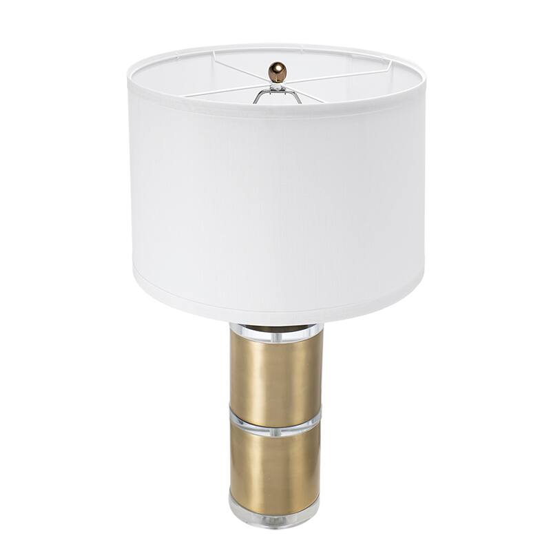 Left. Dexmalle - Dexmalle-Cylinder Table Lamp with Drum Shade-Gold and White.
