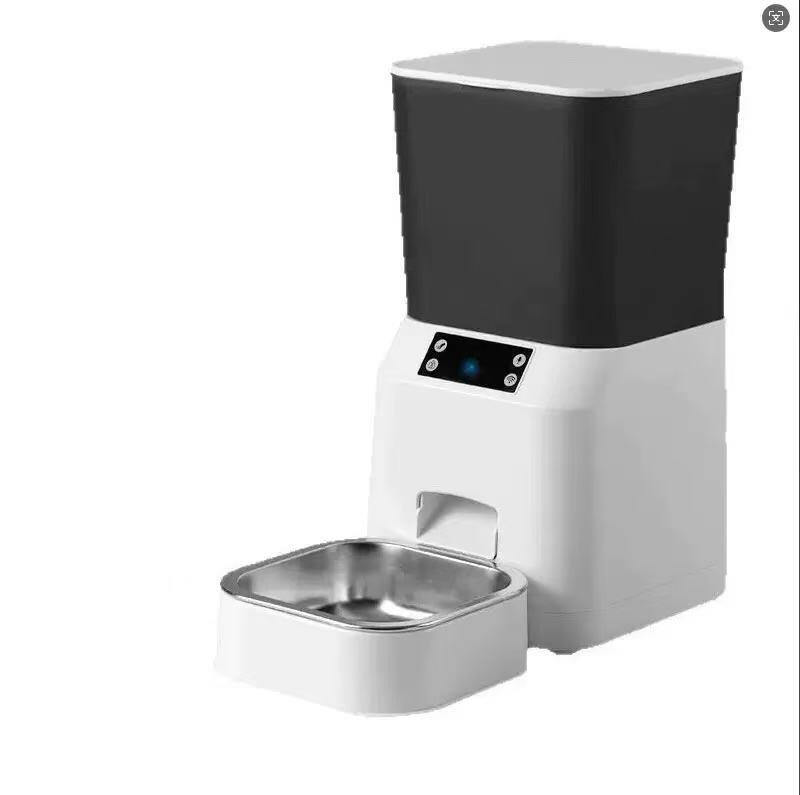 Front. Cluzine - WiFi Smart Pet Feeder with Voice Recorder, Manual Button Control & Dual Power Supply for Dogs & Cats - White.