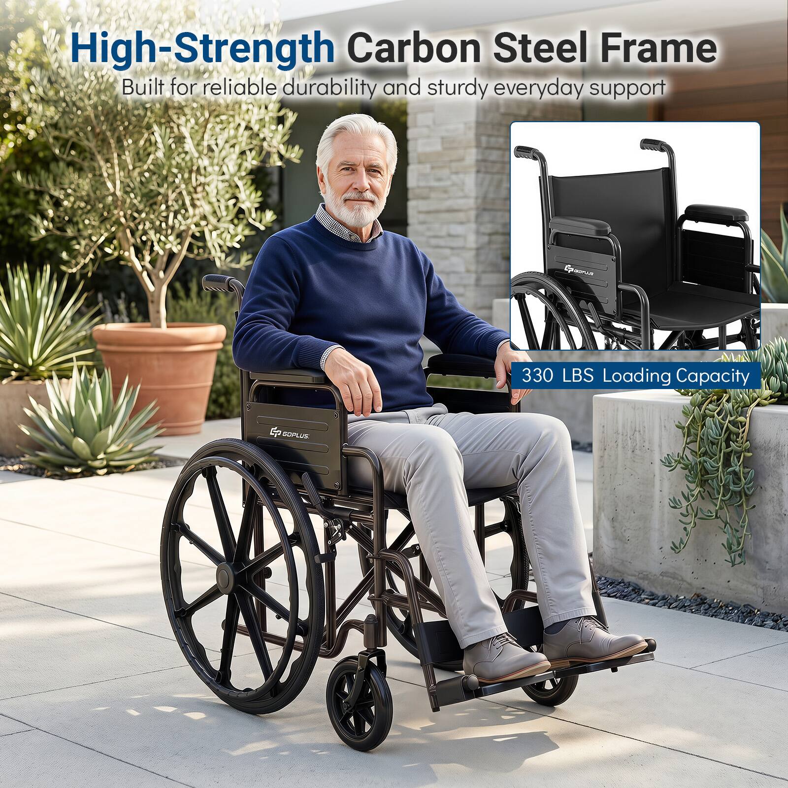 High-Strength Carbon Steel Frame  
Built for reliable durability and sturdy everyday support  

330 LBS Loading Capacity