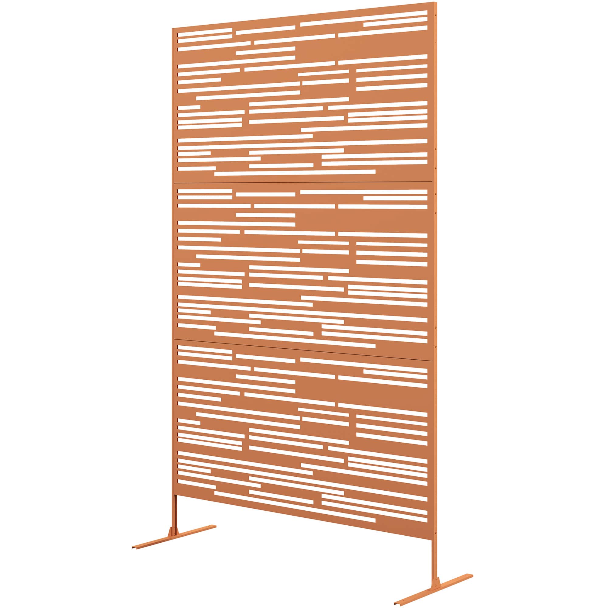 Outsunny - 78" H x 48" W Metal Outdoor Privacy Screen - Brown