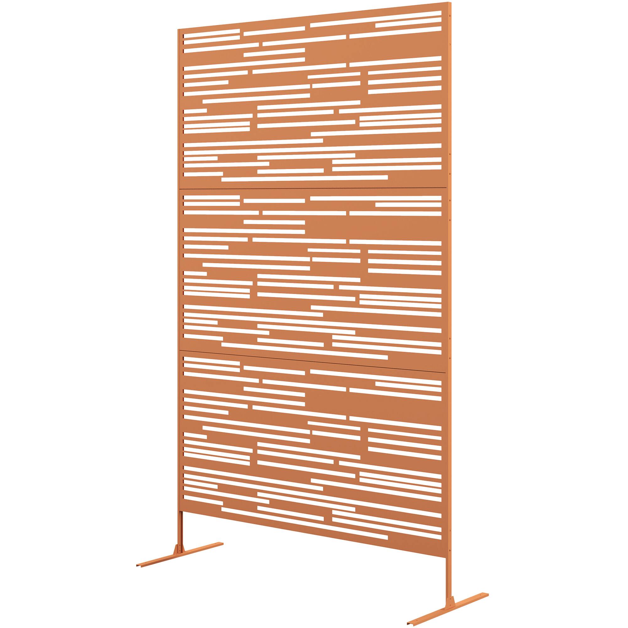 Front. Outsunny - 78" H x 48" W Metal Outdoor Privacy Screen - Brown.