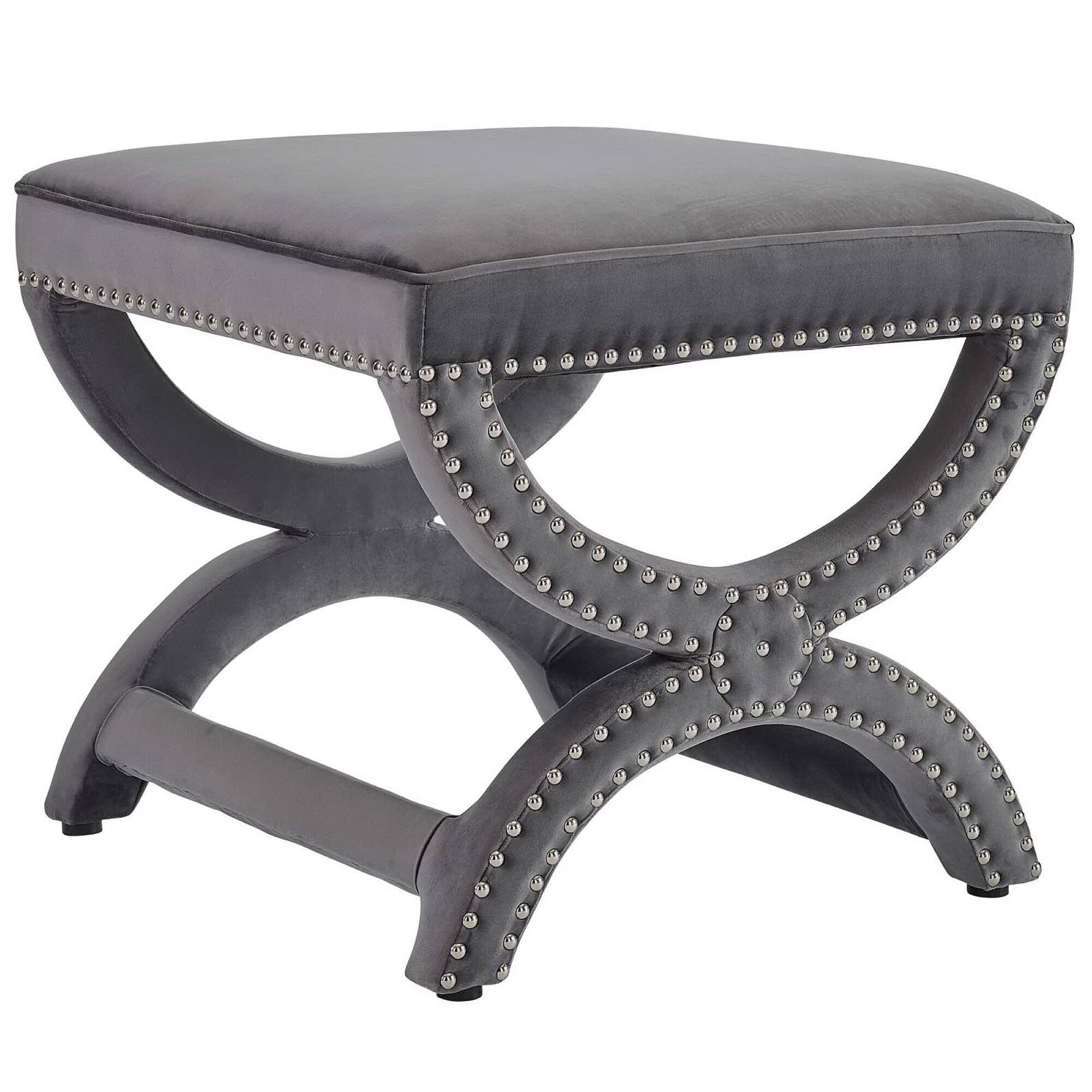 Angle. Modway - Expound Upholstered Nailhead Trim Performance Velvet Ottoman by Modway - EEI-3068-GRY.