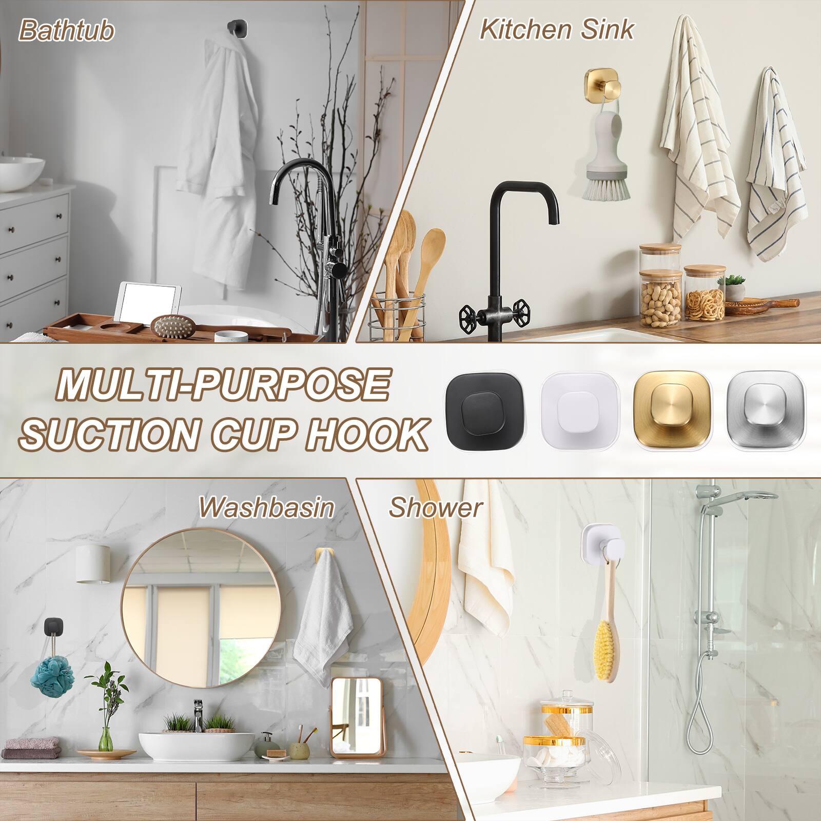 Bathtub Kitchen Sink MULTI-PURPOSE SUCTION CUP HOOK Washbasin Shower