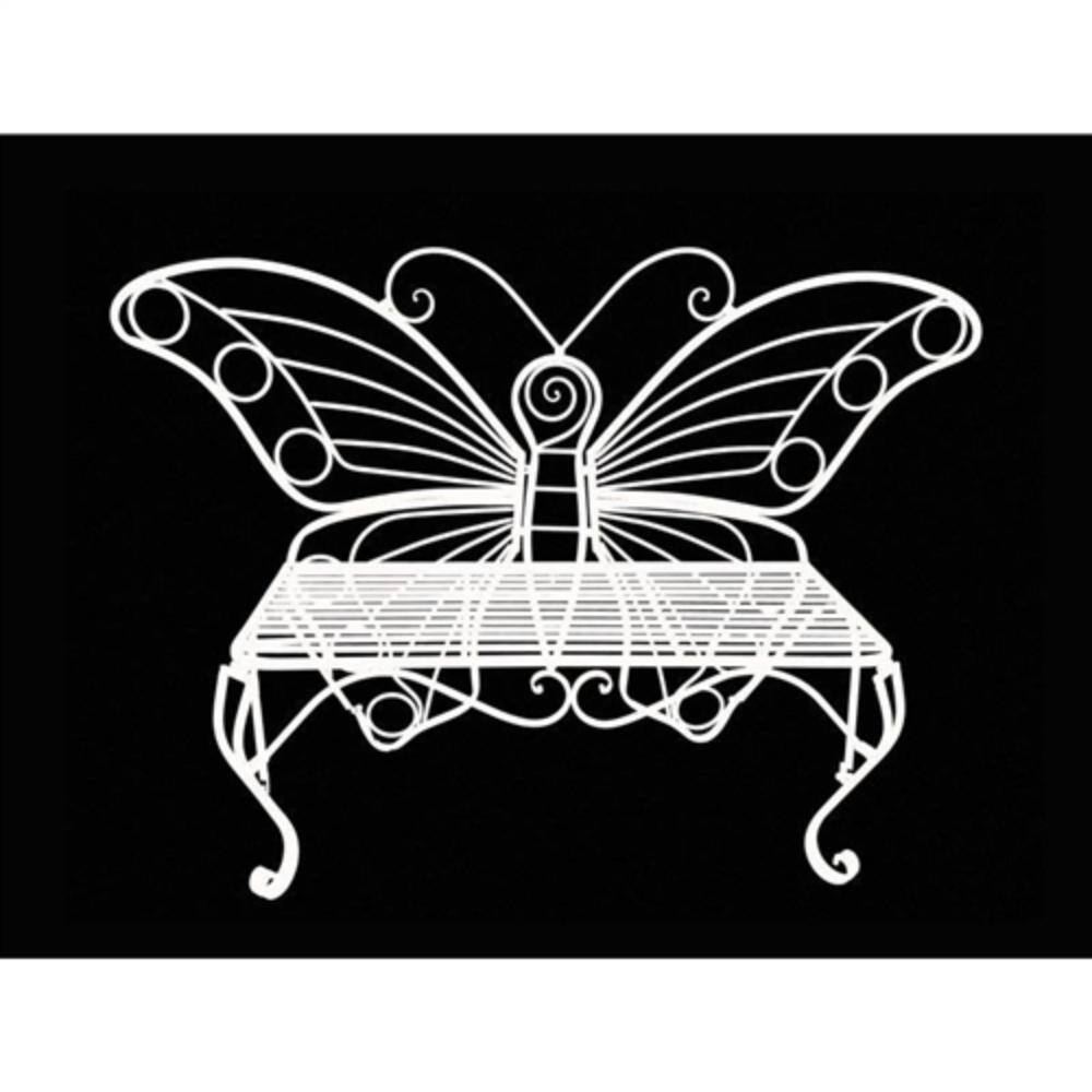 Left. Hivvago - Modern Outdoor Butterfly Garden Bench in White Metal Finish - White.