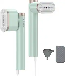 Newbealer - Steamer for Clothes, 1200W Portable Steam Iron, 2 Steam Levels, Horizontal and Vertical Steaming - Green