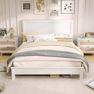 queenbee JAYDEN CREATION Romeo Beige Wood Frame Queen Platform Bed