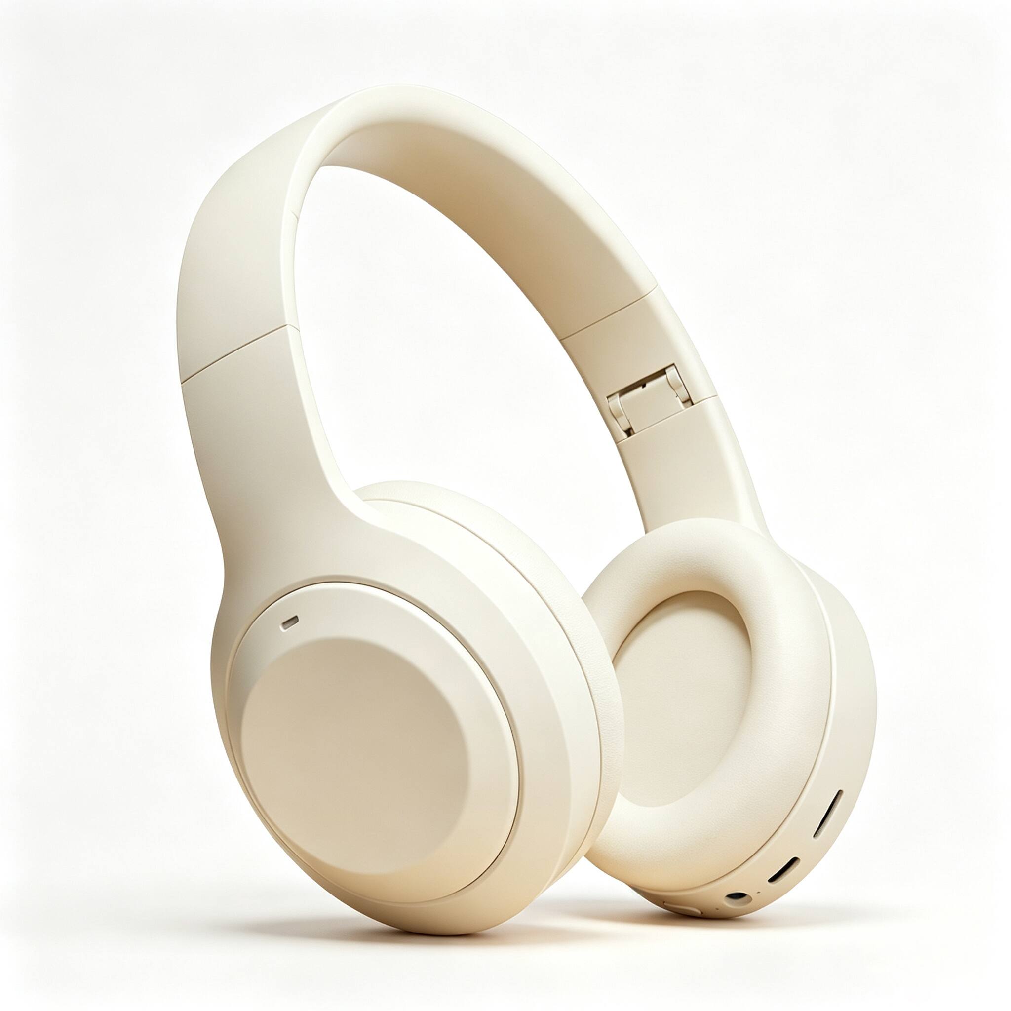 Front. PRIMEPLUS - M5 Wireless Over-Ear Headphones with Bluetooth 5.3, ENC Noise Cancellation, 10H Battery Life, Foldable Design - Beige.